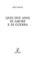 Copertina  Quei due anni di amore e di guerra