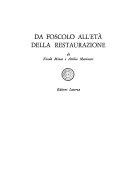 Copertina  Da Foscolo all'età della Restaurazione