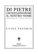 Copertina  Di pietre che non sanno di fare il nostro nome