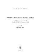 Copertina  Popolo e potere nel mondo antico