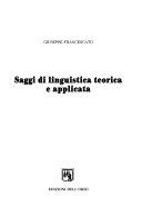Copertina  Saggi di linguistica teorica e applicata