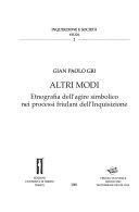 Copertina  Altri modi : etnografia dell'agire simbolico nei processi friulani dell'Inquisizione